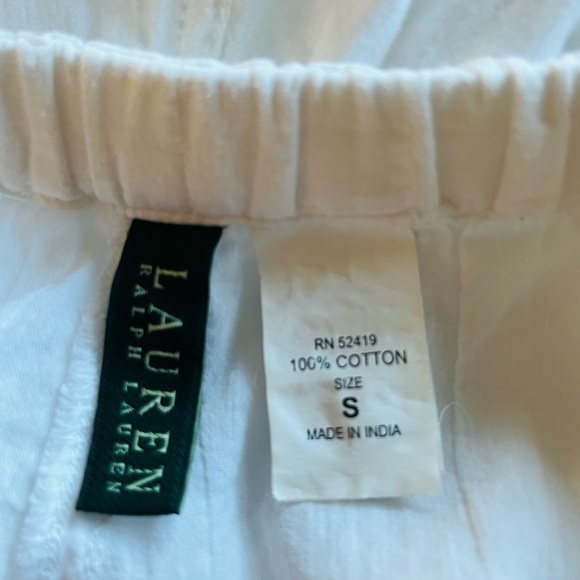 Ralph Lauren white gauzy coverup pants, pockets, drawstring beach, coastal small - Picture 5 of 6